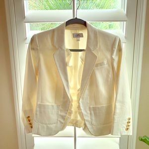 Cream ruffle blazer LOFT
